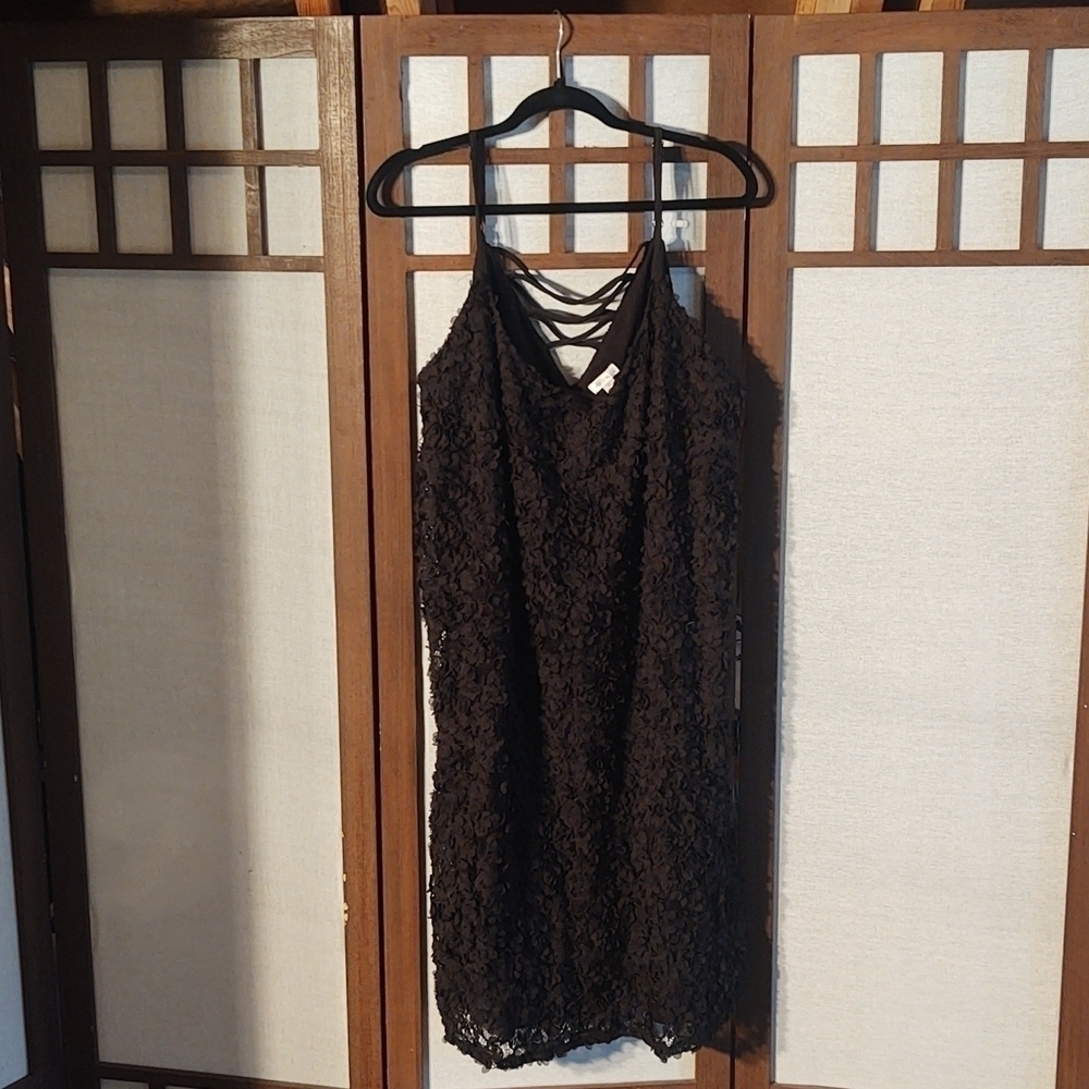 Xhilaration Black Flower Petal Textured Lace Dress Sz 2x NWT
